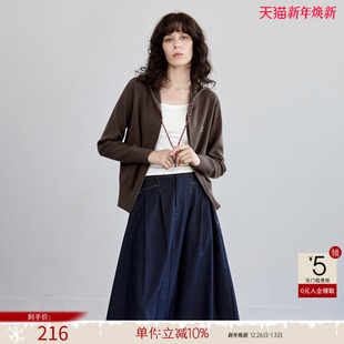 刺绣休闲拉链线衫 女春秋新款 上衣 针织衫 德玛纳学院风连帽卫衣式