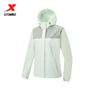 特步户外保暖风衣加薄绒外套女款2025年春季新款休闲运动服女单衣