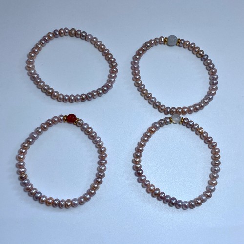 天然糖果色扁圆淡水珍珠手链