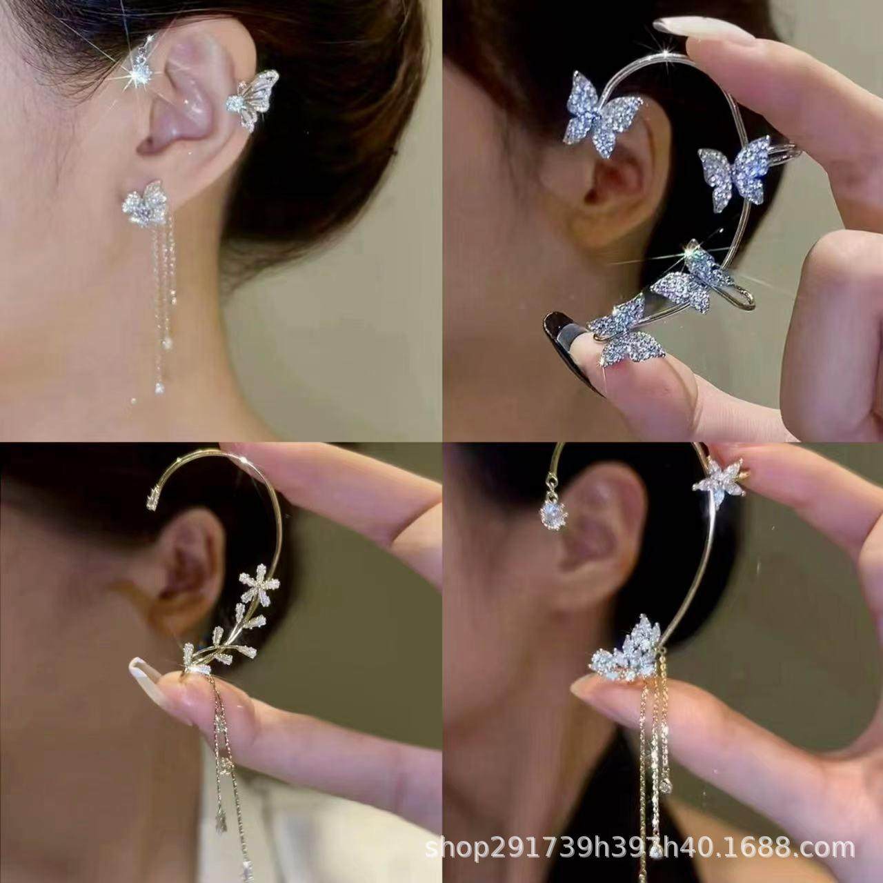 超闪简约一体式蝴蝶长流苏耳挂无耳洞耳夹耳环气质个性潮新款耳饰,饰品/流行首饰/时尚饰品新,耳钉,淘宝优惠券,粉丝福利购,淘宝优惠卷