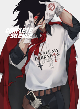 COMPETET SILENCE | hellsing 地狱之歌 A叔白色纯棉同人圆领短袖