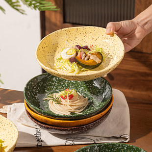 泼墨圆盘深盘陶瓷盘子菜盘家用2025新款餐盘釉下彩早餐盘甜品盘