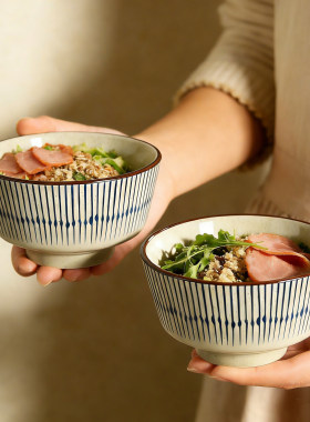 日式釉下彩陶瓷饭碗高颜值家用