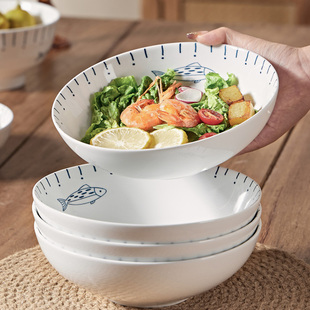 饭碗家用陶瓷深碗7寸蒸烧面碗沙拉碗深盘家用米饭扣肉碗钵碗菜碗