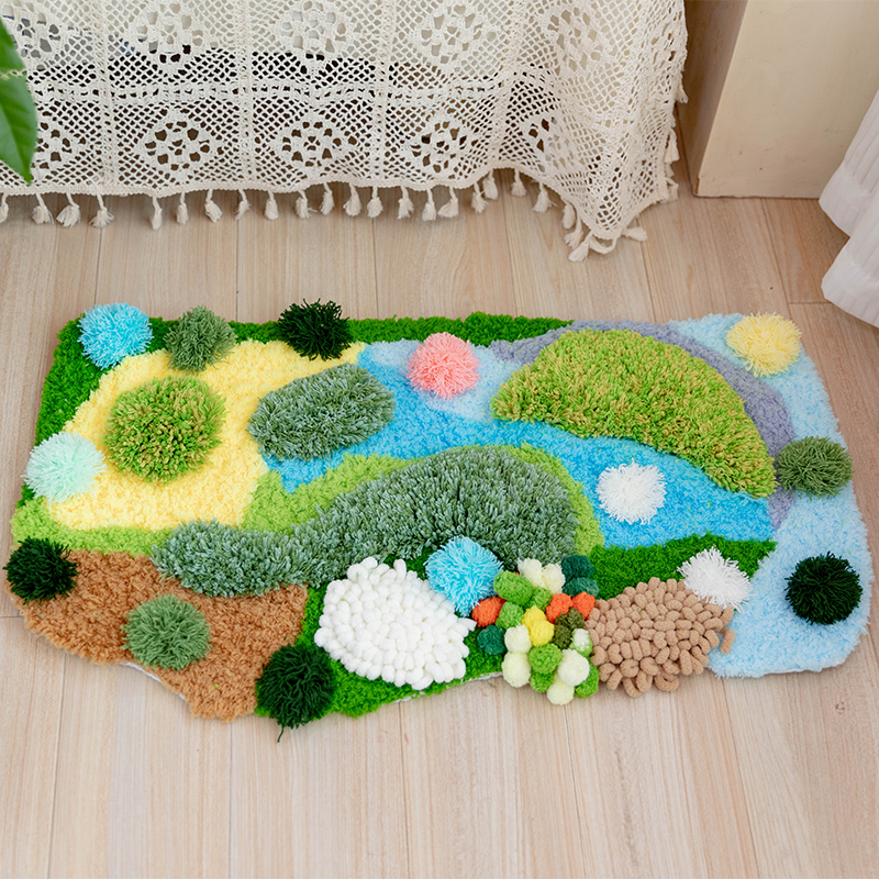手工diy苔藓地毯段段绣杯垫材料包新手零基础钩针礼物ins客厅装饰