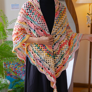 手工diy钩织贵妇人披肩材料包十刻云团渐变色毛线新手礼物送女友