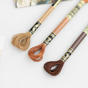 正品法国进口DMC金属线光泽绣线咖色系 3支