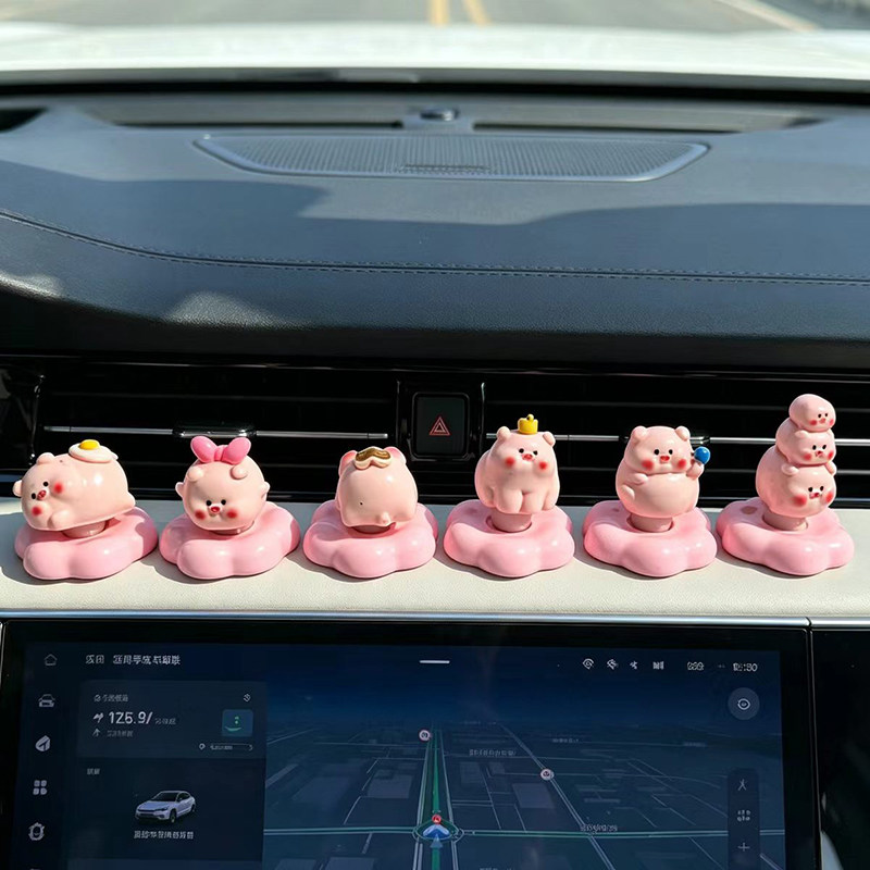 立体树脂三叠猪转转乐小红书同款可旋转创意车载摆件办公室装饰品
