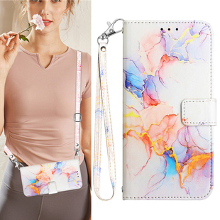 适用华为mate80pro手机壳p30外壳翻盖mate70air电话套大理石mate60pro 皮套防摔mate50e全包软硅胶斜跨挂绳女