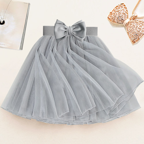 灰色质感网纱蓬蓬半身短裙