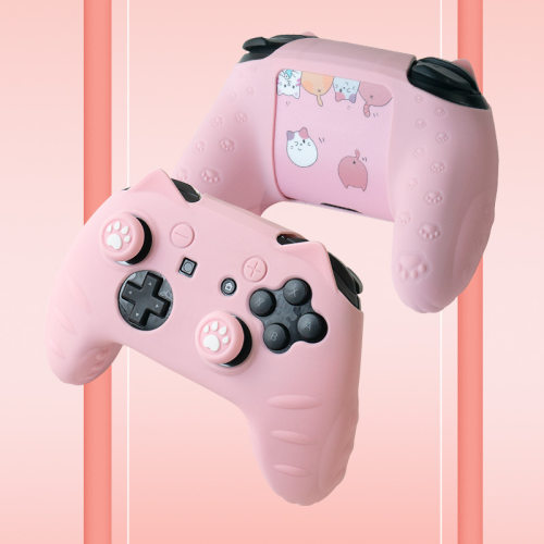 switch pro手柄硅胶保护套柔软舒适卡通可爱配摇杆帽和贴纸ns配件