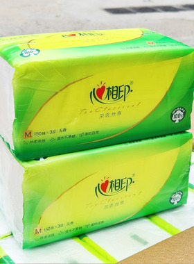 心相印大包抽纸M码150抽161*190大尺寸面巾纸家用餐巾纸整箱24包