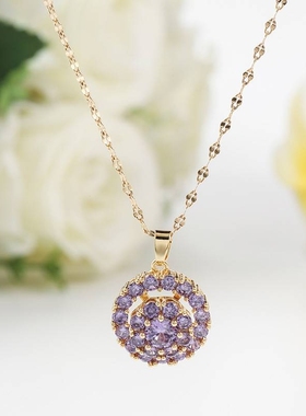 可旋转圆形吊坠锁骨链女