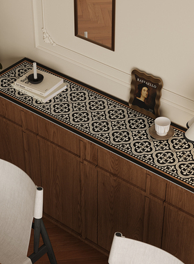 法式复古风餐边柜垫子防水防油免洗防烫桌垫轻奢高级感茶几垫子