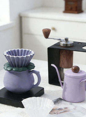 MINNAN皿喃暮山紫原创设计陶瓷折纸滤杯分享壶手冲咖啡器具套装