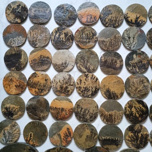 9厘米小圆茶盘易砚石茶盘茶具天然水草本化石头杯垫壶垫托石杯托