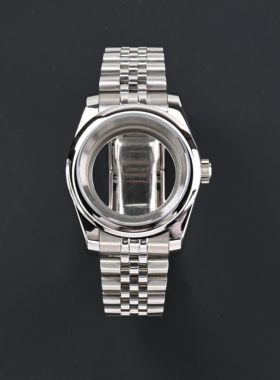 36mm39mm圆边精钢表壳表带蓝宝石玻璃适合装NH35NH36机芯手表配件