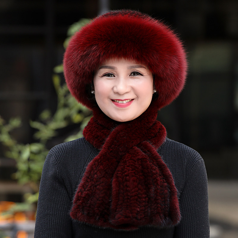 中老年皮草帽子女士冬天保暖礼帽优雅水貂毛帽子狐狸毛老人帽奶奶