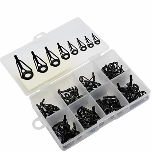 海竿顶导眼80个路亚前导线环盒装导环顶套装DIY不锈钢渔具用品