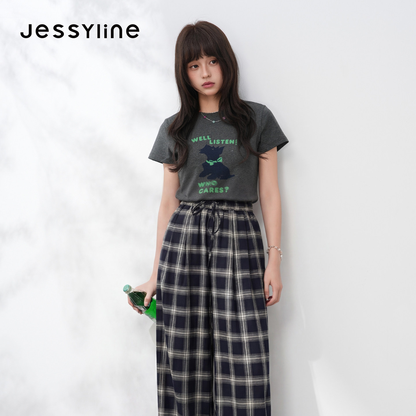 jessyline杰茜莱百搭卡通修身显瘦短袖T恤女2026夏季新款减龄上衣
