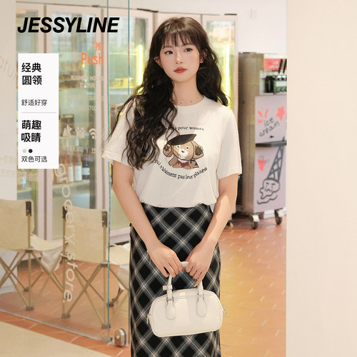 杰茜莱夏新款卡通减龄短袖T恤女