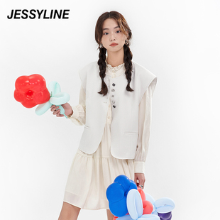 杰茜莱白色短款 马夹外套女 专柜新款 jessyline2024春季 412109123