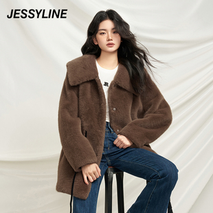 小个子毛茸茸外套潮 杰茜莱仿水貂毛绒皮草女装 冬装 新款 jessyline