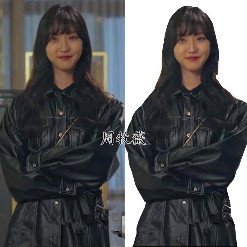 韩剧顶楼锡京秀莲李智雅同款少女暗黑系收腰显瘦pu皮外套韩版皮衣