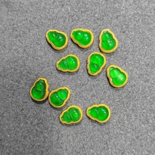 纯18K金镶天然A货翡翠葫芦隔珠diy配件手链阳绿辣绿色冰种