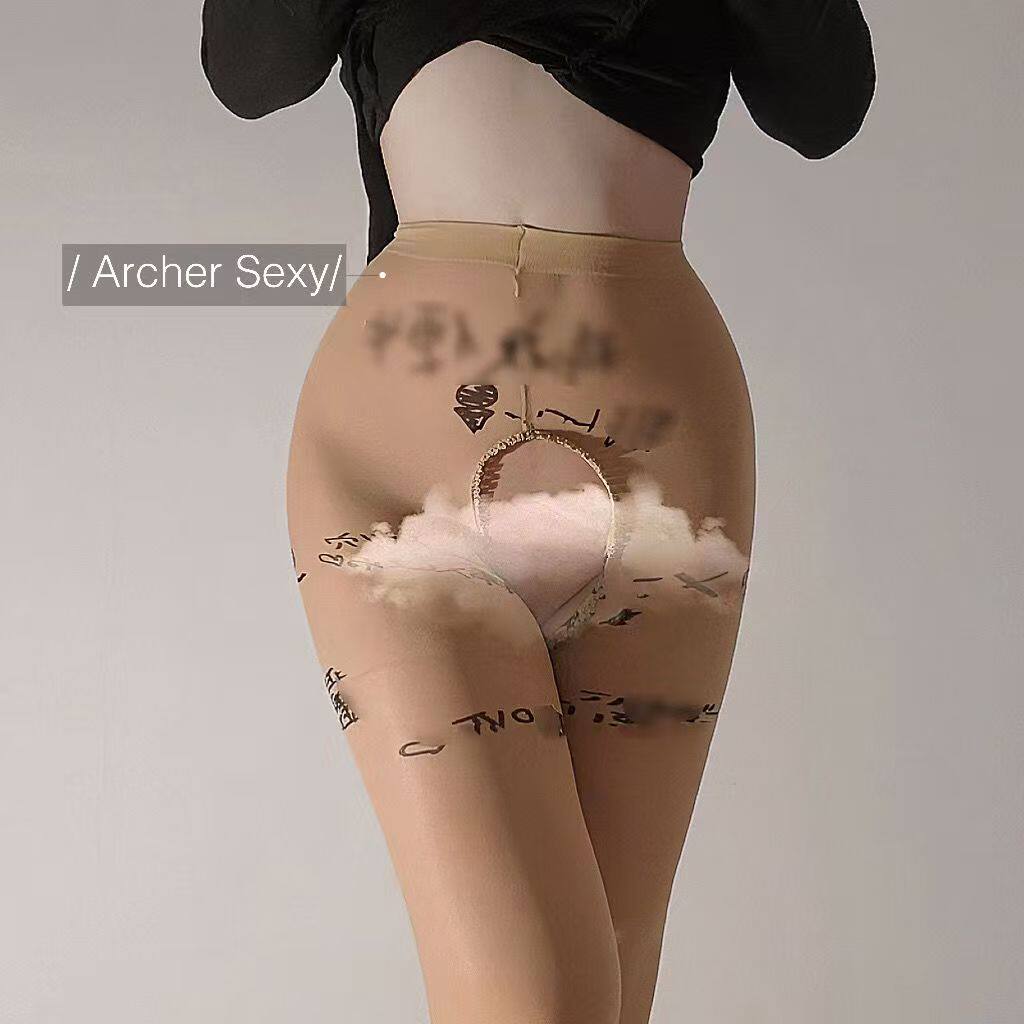 日系新品字母女士超薄天鹅绒透明美腿拼接色撞色性感连裤打底丝袜