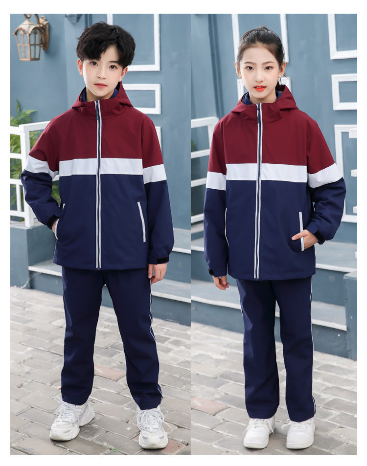 冬季校服冲锋衣小学班服高中生青少年加绒防风运动秋装男女童外套
