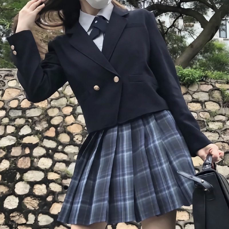 外套一粒扣短款黑色西装jk制服
