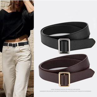 2026新款真皮皮带简约无孔头层牛皮腰带女款装饰裤子配裙子轻奢风
