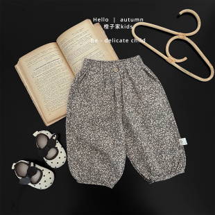 女童春秋装森系百搭长裤女宝宝洋气纯棉碎花裤子婴幼儿时尚休闲裤
