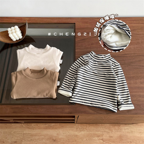 宝宝秋冬加绒打底衫内搭长袖T恤