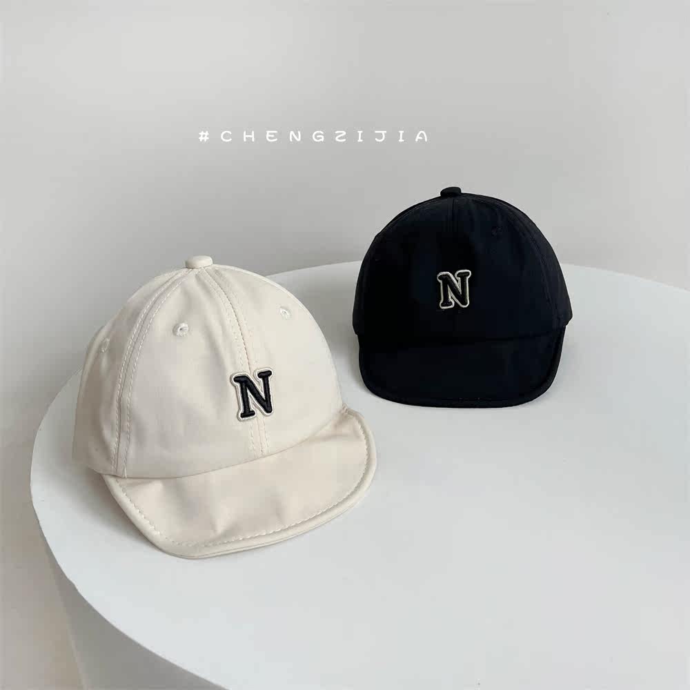 男童帽子春夏薄款婴儿外出软檐鸭舌帽防晒棒球帽女宝宝字母遮阳帽