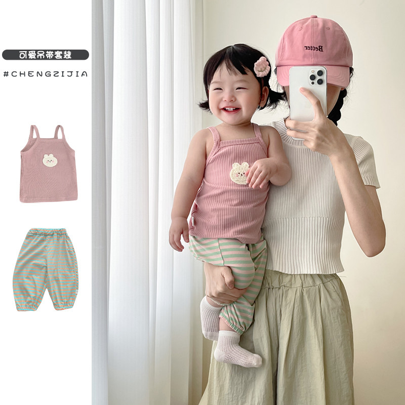 女童吊带背心夏季薄款婴儿外穿韩版上衣防蚊裤两件套宝宝t恤夏装,童装/婴儿装/亲子装,套装,淘宝优惠券,粉丝福利购,淘宝优惠卷