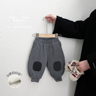 子冬季 婴幼儿保暖长裤 韩版 男宝宝洋气百搭加绒束脚裤 休闲裤 男童裤