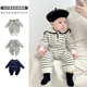 婴幼儿2026春秋海军领男女宝宝针织连体衣学院风哈衣外出洋气爬服