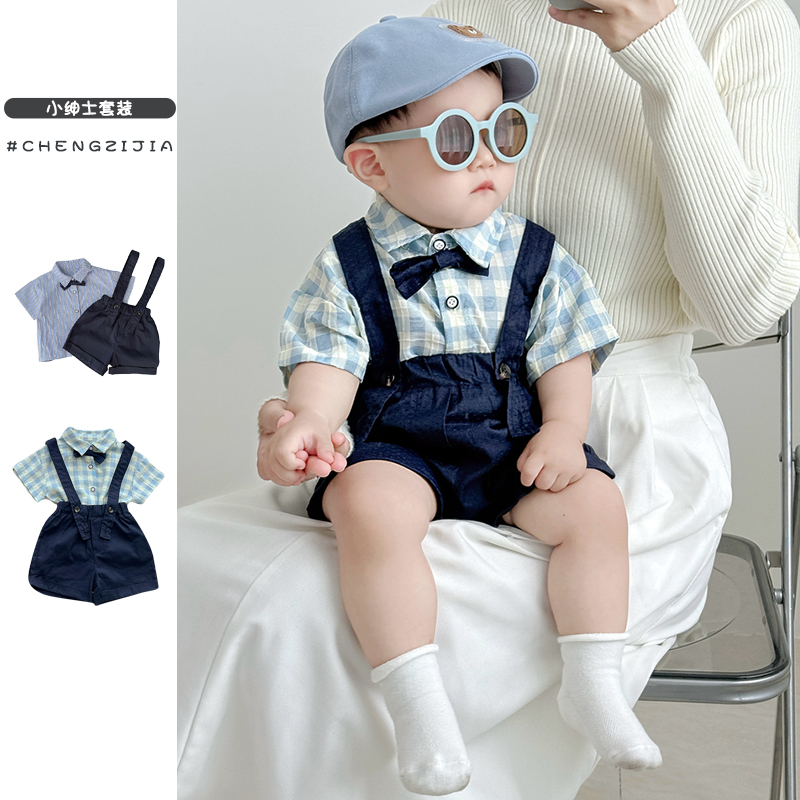 格子棉套装休闲韩版夏季两件套