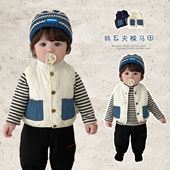 男宝宝冬季 夹棉保暖马甲男童洋气坎肩棉服婴幼儿休闲百搭背心 韩版