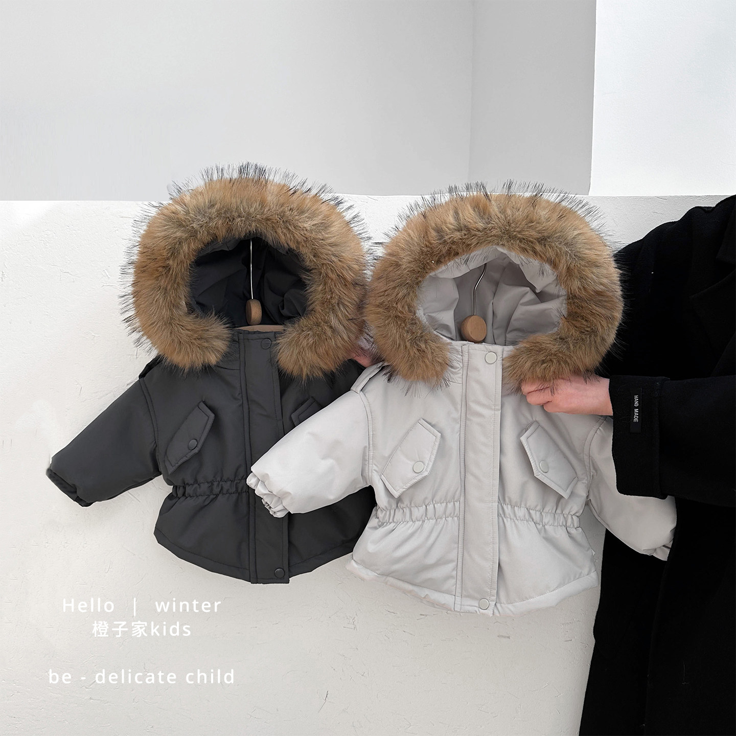 男童冬款洋气夹棉加厚派克服男宝宝韩版连帽毛领棉服婴儿保暖外套