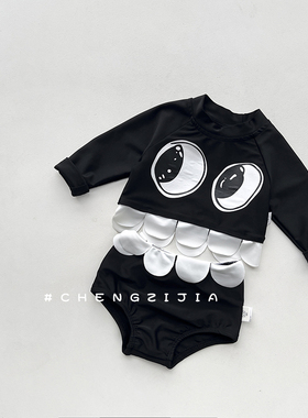 清仓女童泳衣套装夏季女宝宝可爱分体游泳服卡通婴儿长袖温泉泳装