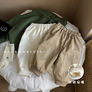 子婴儿宝宝百搭保暖束脚裤 婴幼儿童装 大PP裤 加绒加厚休闲裤 潮 冬季