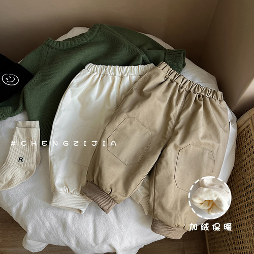 婴幼儿童装冬季加绒加厚休闲裤