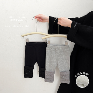 女童裤子冬款可爱蝴蝶结打底裤女宝宝洋气保暖长裤婴儿加绒外穿裤