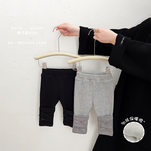 女童裤子冬款可爱蝴蝶结打底裤