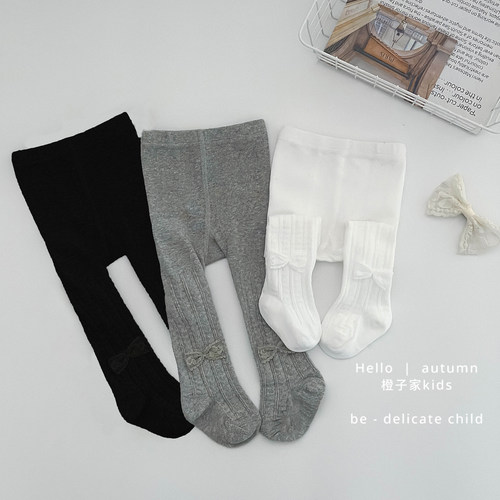 韩版蝴蝶结春秋款女宝宝打底裤潮