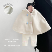 女童冬季 保暖外套 加绒斗篷婴幼儿防风披肩外出服洋气宝宝加厚冬装