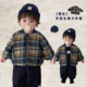 男宝宝冬款 加厚保暖棉服男童外出棉衣 复古羊羔毛格子外套婴儿韩版